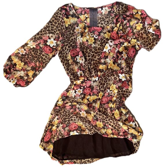 Vintage WOMENS DRESS Moon Collection SMALL Leopard Floral Print MADE IN USA 1192 - Picture 6 of 11